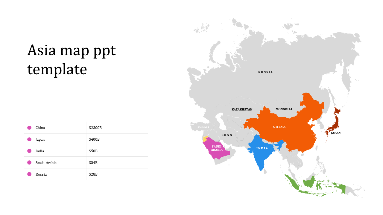 Best Asia Map PPT Template and Google Slides Presentation